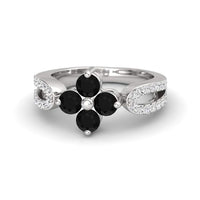atjewels Round Cut Gemstone & White CZ .925 Sterling Silver Engagement Flower Ring For Girl's and Women's For Diwali Special - atjewels.in