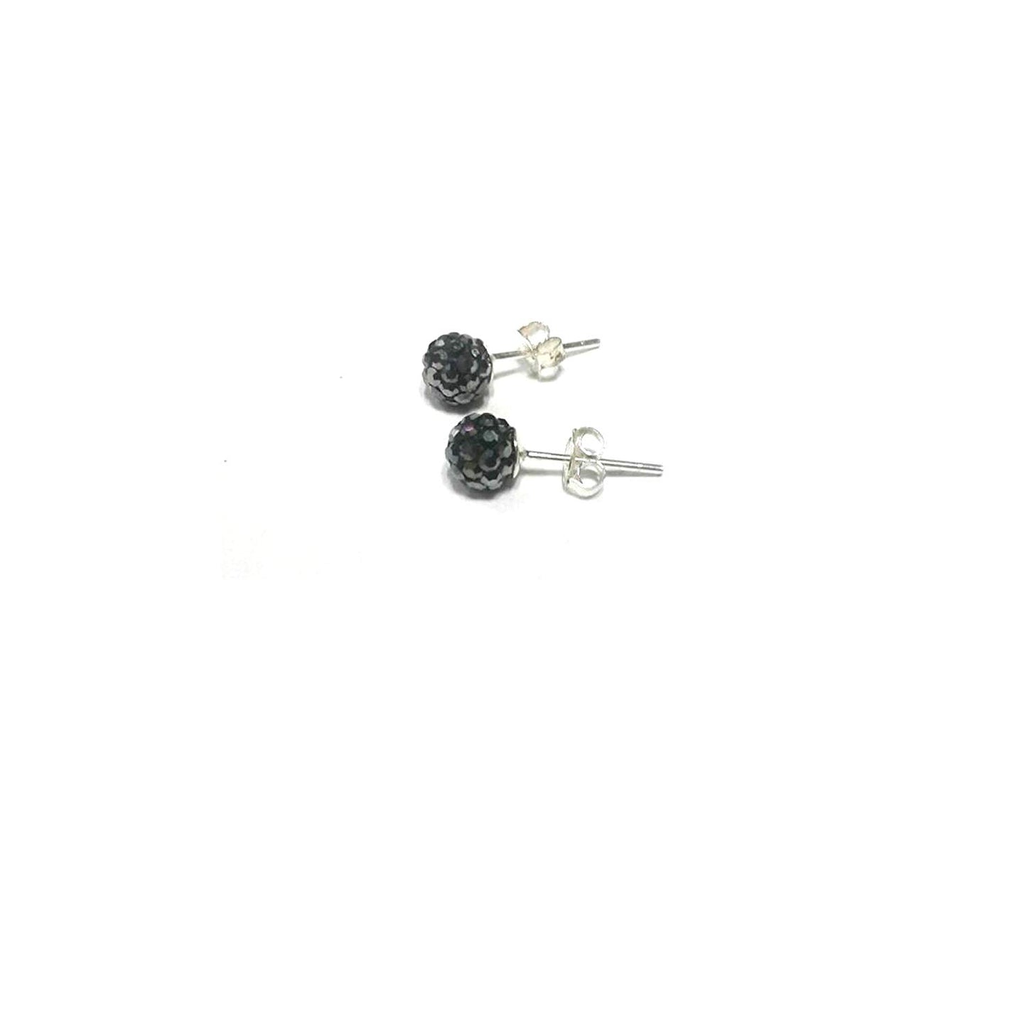 atjewels Round Cut Crystal Sterling Silver Pave Ball Stud Earrings, Crystal Fireball Disco Ball Earrings 1 Pair For Girl's and Women's Fancy Party Wear Earrings - atjewels.in