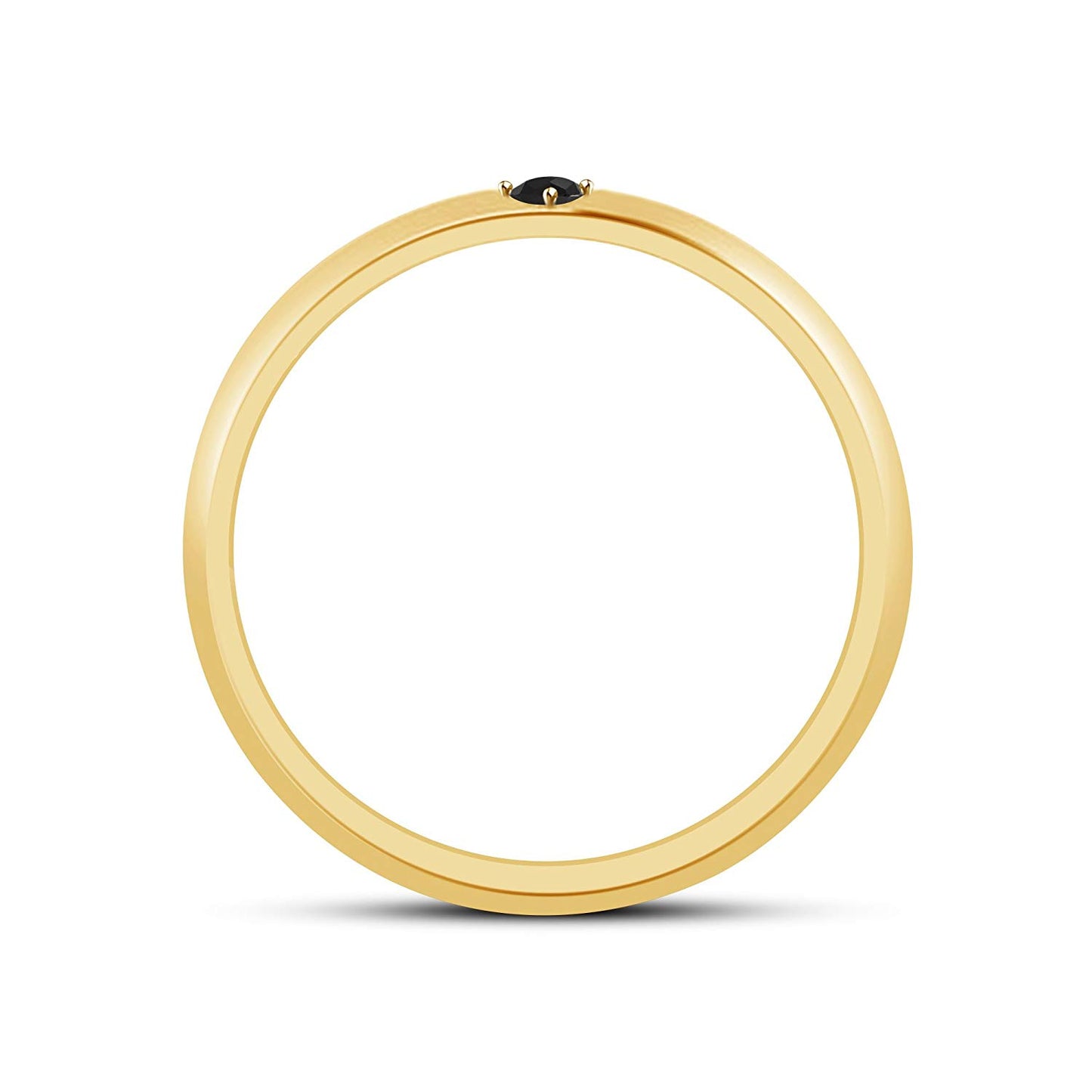 atjewels Engagement Ring in Round Black Zirconia 14K Yellow Gold Over 925 Sterling Silver MOTHER'S DAY SPECIAL OFFER - atjewels.in