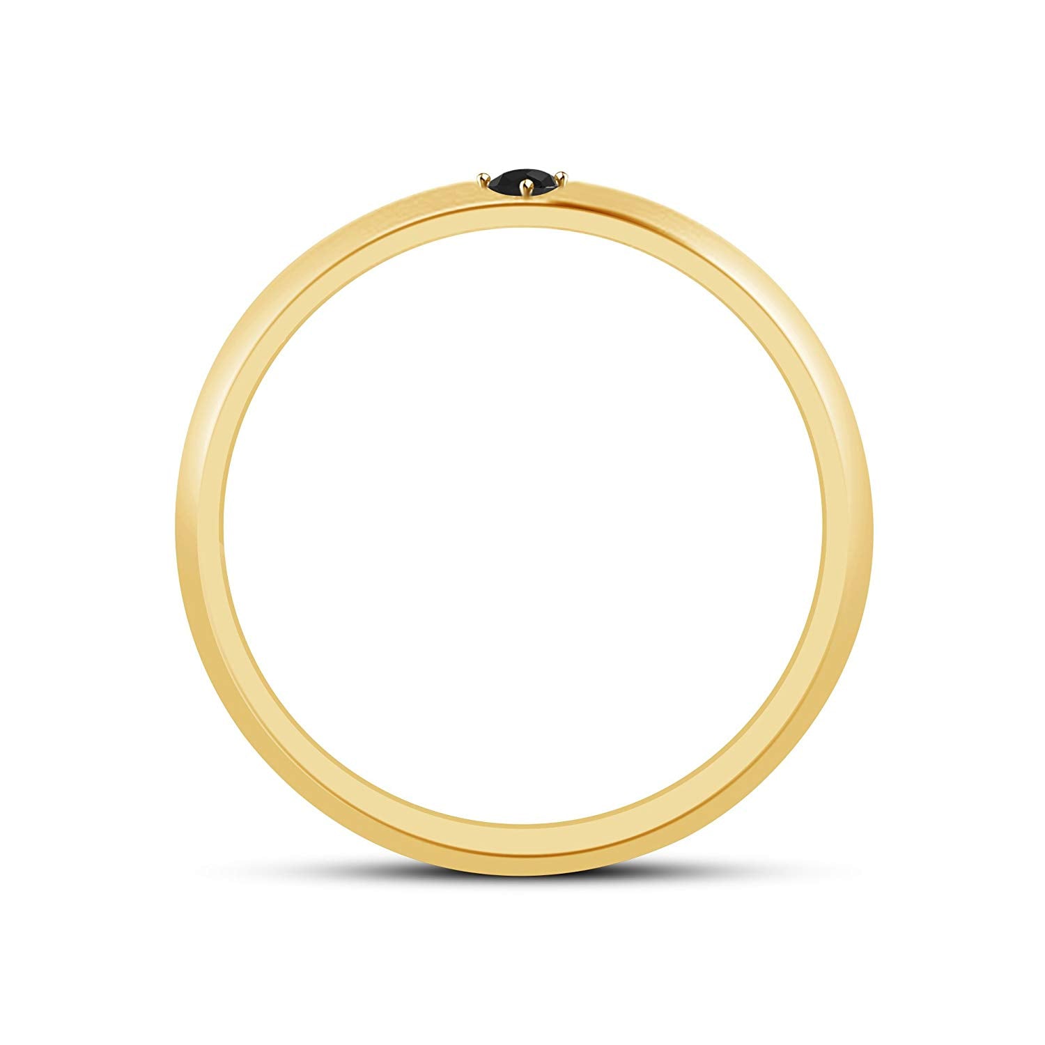 atjewels Engagement Ring in Round Black Zirconia 14K Yellow Gold Over 925 Sterling Silver MOTHER'S DAY SPECIAL OFFER - atjewels.in