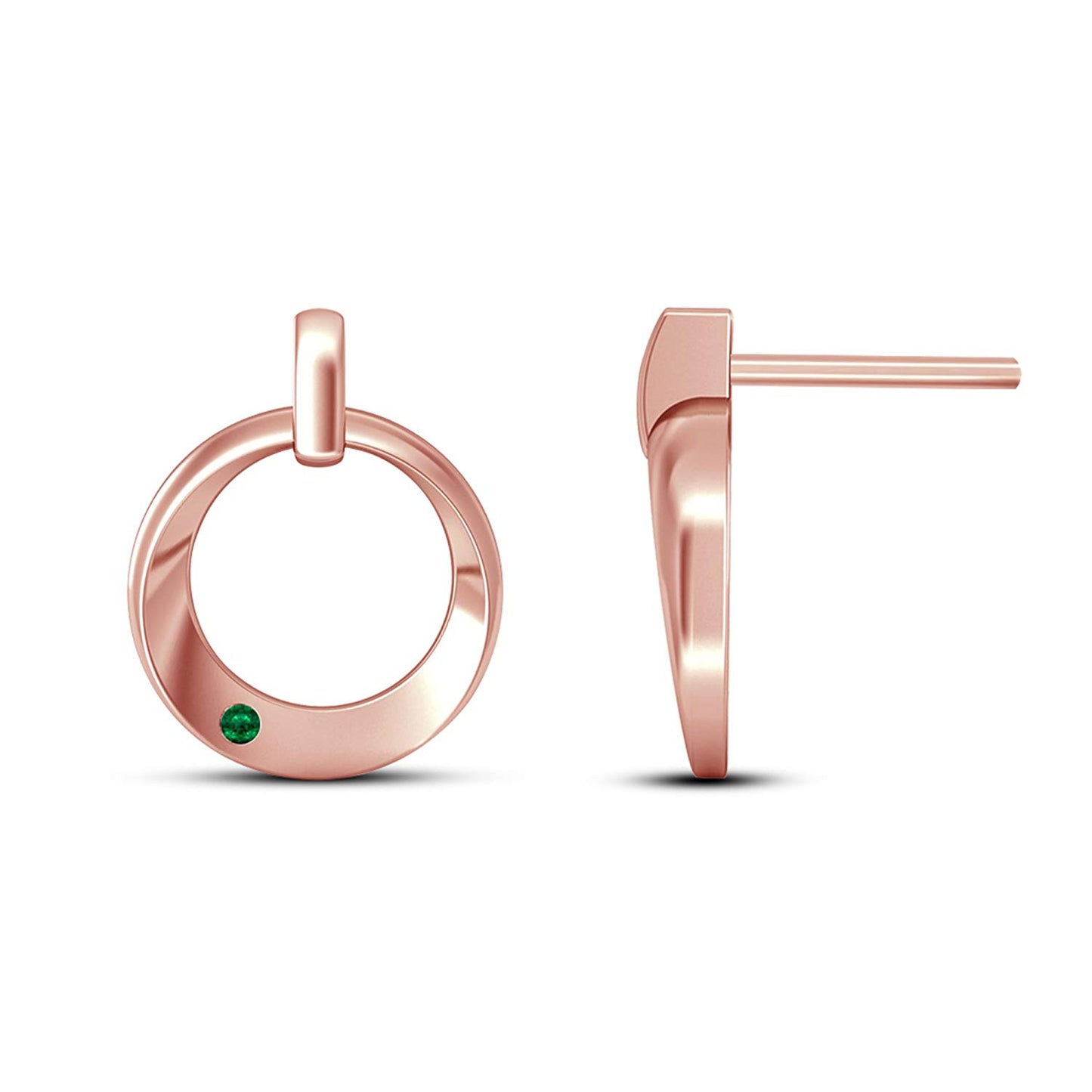 atjewels Round Green Emerald 14K Rose Gold Plated on 925 Silver Dewy Iren Earrings MOTHER'S DAY SPECIAL OFFER - atjewels.in