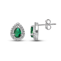 atjewels Pear Cut Green Emerald .925 Sterling Silver Earrings, Ring & Pendant Jewelry Set For Women's/Girl's For Ganesh Chaturthi Special - atjewels.in