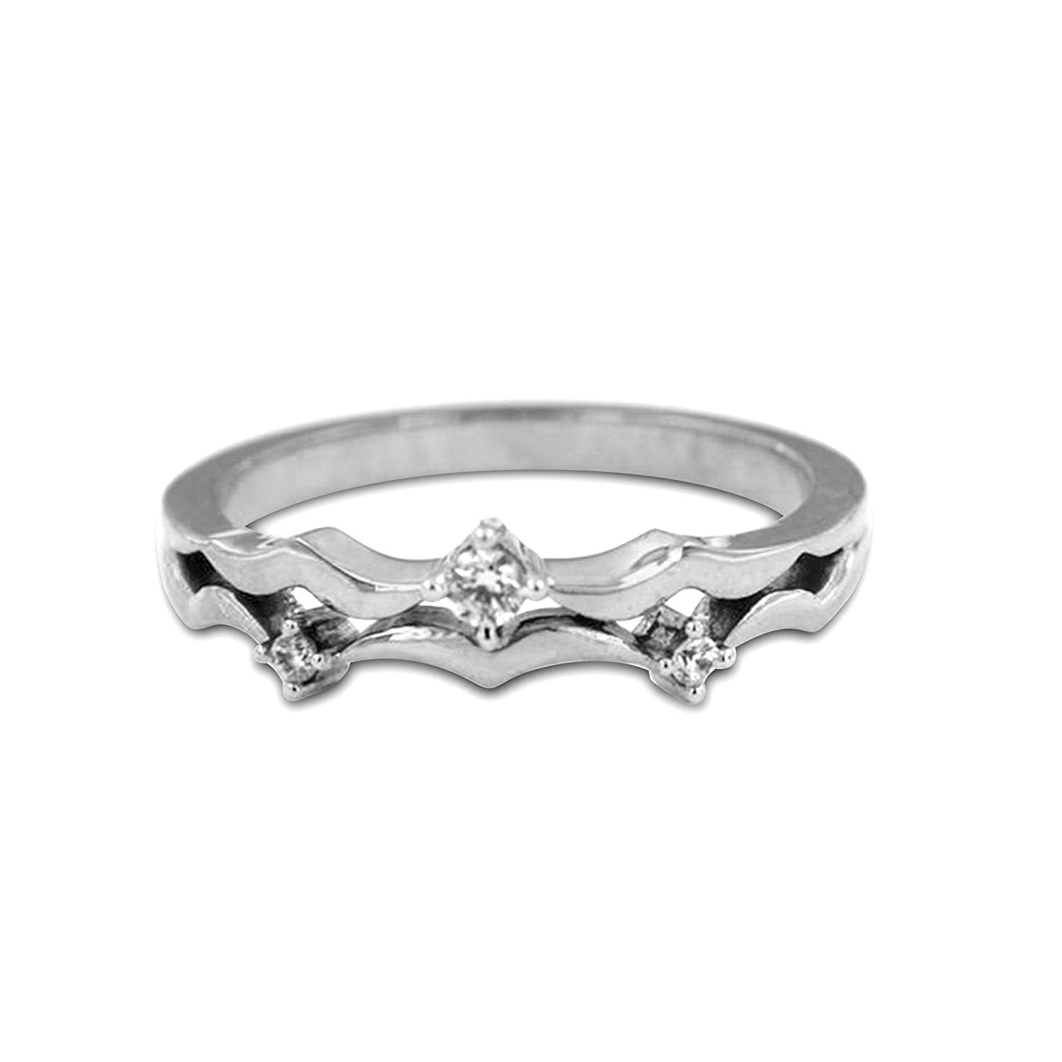 atjewels Women's Special 14k Yellow Gold Over 925 Sterling 0.14 TCW White CZ Three Stone Band Ring MOTHER'S DAY SPECIAL OFFER - atjewels.in
