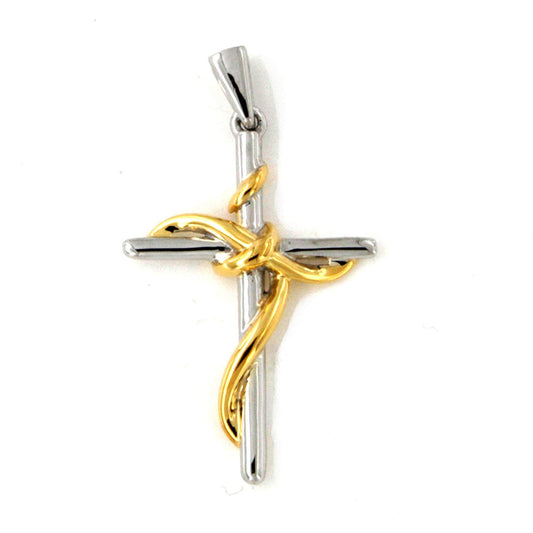 atjewels Elegant Design 14k White & Yellow Gold Over .925 Silver Exclusive Cross Pendant Gift On Christmas Day MOTHER'S DAY SPECIAL OFFER - atjewels.in