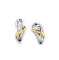 atjewels 14K Two tone Gold Over 925 Sterling Round White CZ Fancy Stud Earrings For Women's/Girl's MOTHER'S DAY SPECIAL OFFER - atjewels.in