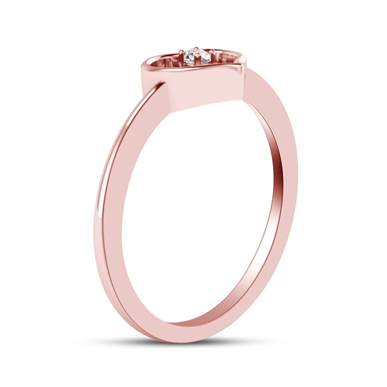 atjewels 14k Rose Gold Over .925 Silver White Cubic Zirconia Engagement Heart Ring MOTHER'S DAY SPECIAL OFFER - atjewels.in