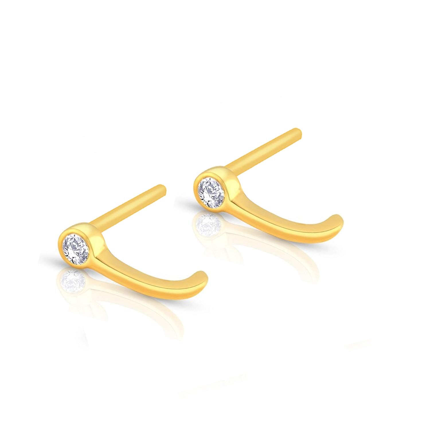 atjewels 18K Yellow Gold Plated on 925 Sterling Silver Round White Cubic Zirconia Engagement Stud Earrings MOTHER'S DAY SPECIAL OFFER - atjewels.in