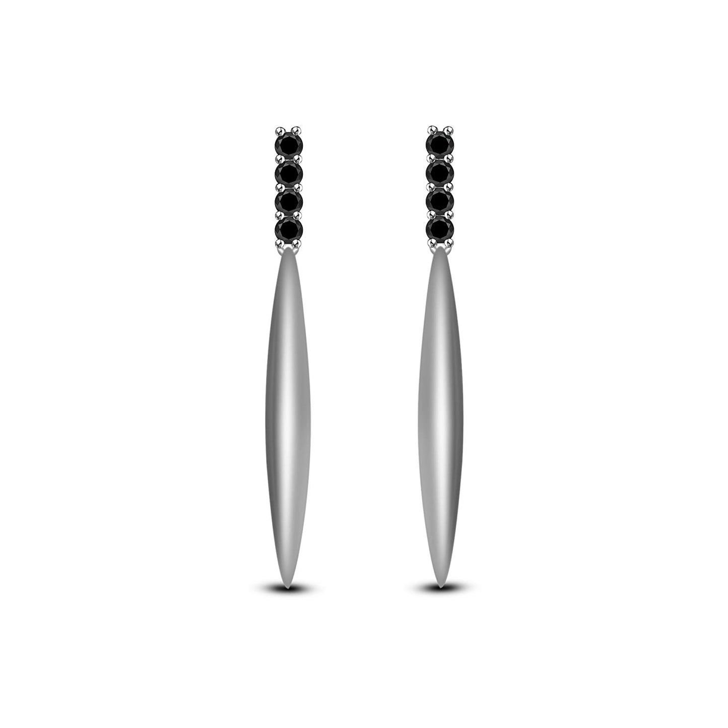 atjewels Fashionable White .925 Sterling Silver Round Black CZ Dangle Earrings For Women's MOTHER'S DAY SPECIAL OFFER - atjewels.in