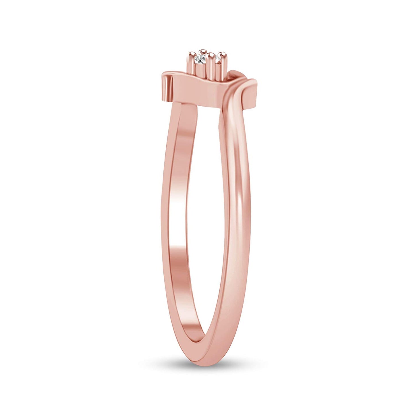 atjewels 14K Rose Gold Over 925 Sterling Round White Cubic Zirconia Bypass Heart Ring MOTHER'S DAY SPECIAL OFFER - atjewels.in