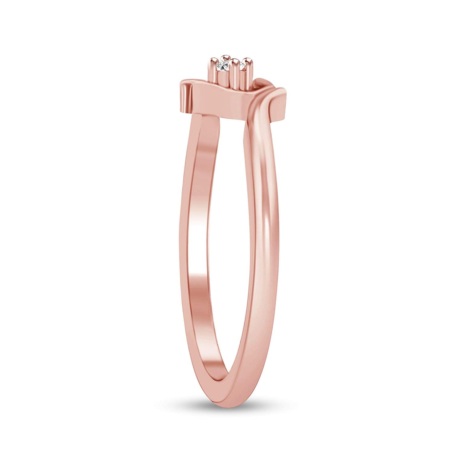 atjewels 14K Rose Gold Over 925 Sterling Round White Cubic Zirconia Bypass Heart Ring MOTHER'S DAY SPECIAL OFFER - atjewels.in
