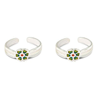 atjewels 925 Sterling Silver Multi Colour Adjustable ToeRing For Women - atjewels.in