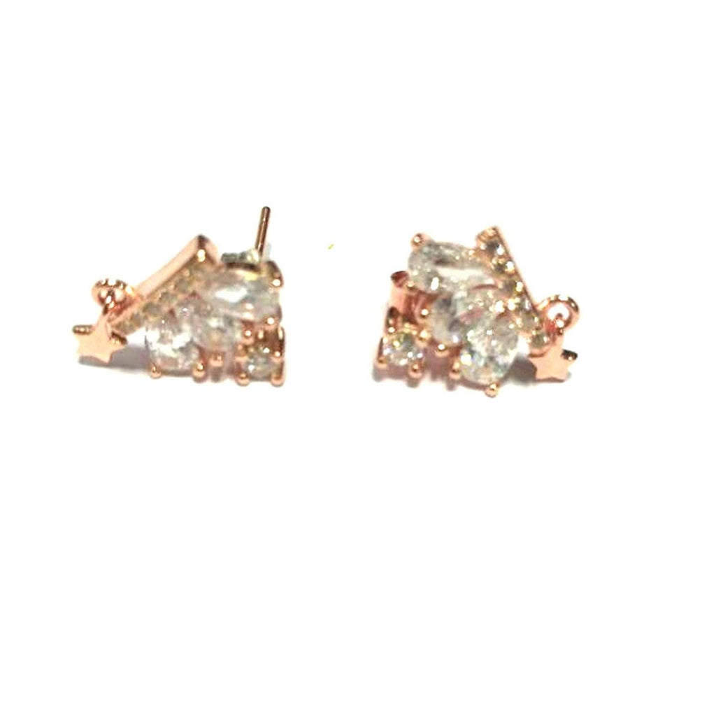 atjewels Round Cut White CZ 14k Rose Gold Over 925 Sterling Silver Crown Stud Earrings For Girl's and Women's For MOTHER'S DAY SPECIAL OFFER - atjewels.in