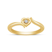 atjewels 14K Yellow Gold on 925 Silver Round White Cubic Zirconia Bypass Heart Ring MOTHER'S DAY SPECIAL OFFER - atjewels.in