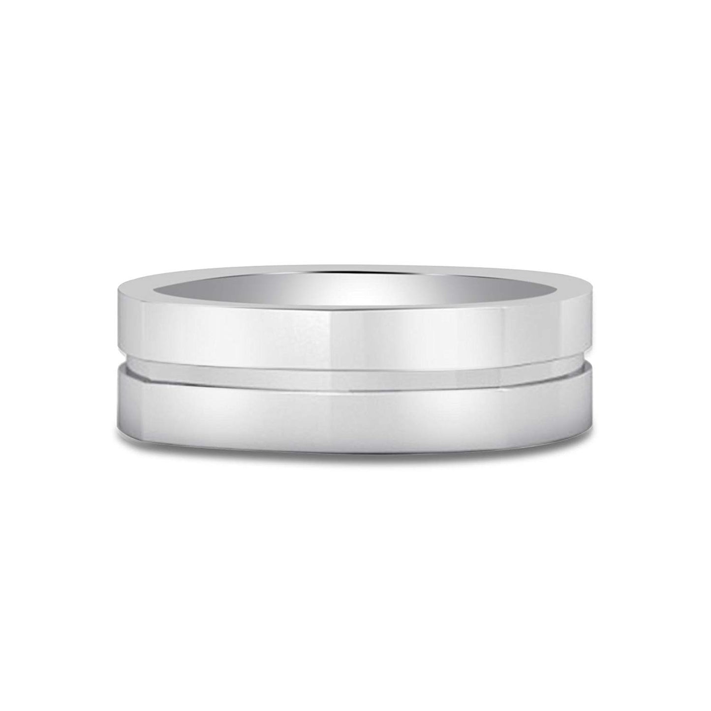 atjewels 14K White Gold Over 925 Sterling Silver Plain Anniversary Band Ring For Men's MOTHER'S DAY SPECIAL OFFER - atjewels.in