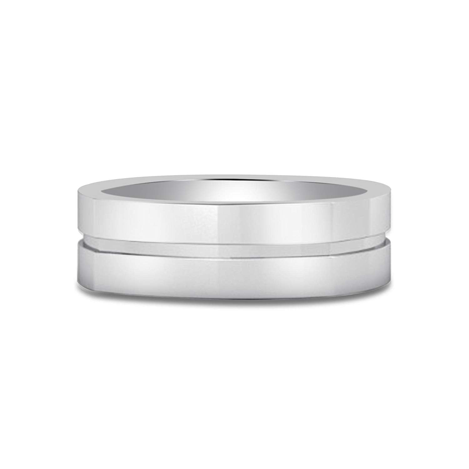 atjewels 14K White Gold Over 925 Sterling Silver Plain Anniversary Band Ring For Men's MOTHER'S DAY SPECIAL OFFER - atjewels.in