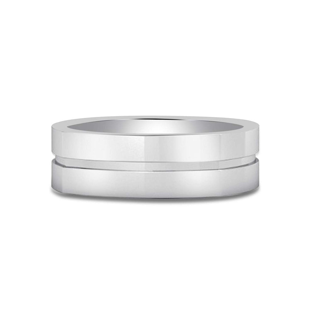 atjewels 14K White Gold Over 925 Sterling Silver Plain Anniversary Band Ring For Men's MOTHER'S DAY SPECIAL OFFER - atjewels.in