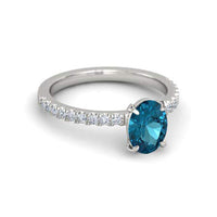 atjewels .925 Sterling Silver Oval Shape Blue Topaz Engagement/Wedding Ring Variation For Women's & Girl's - atjewels.in