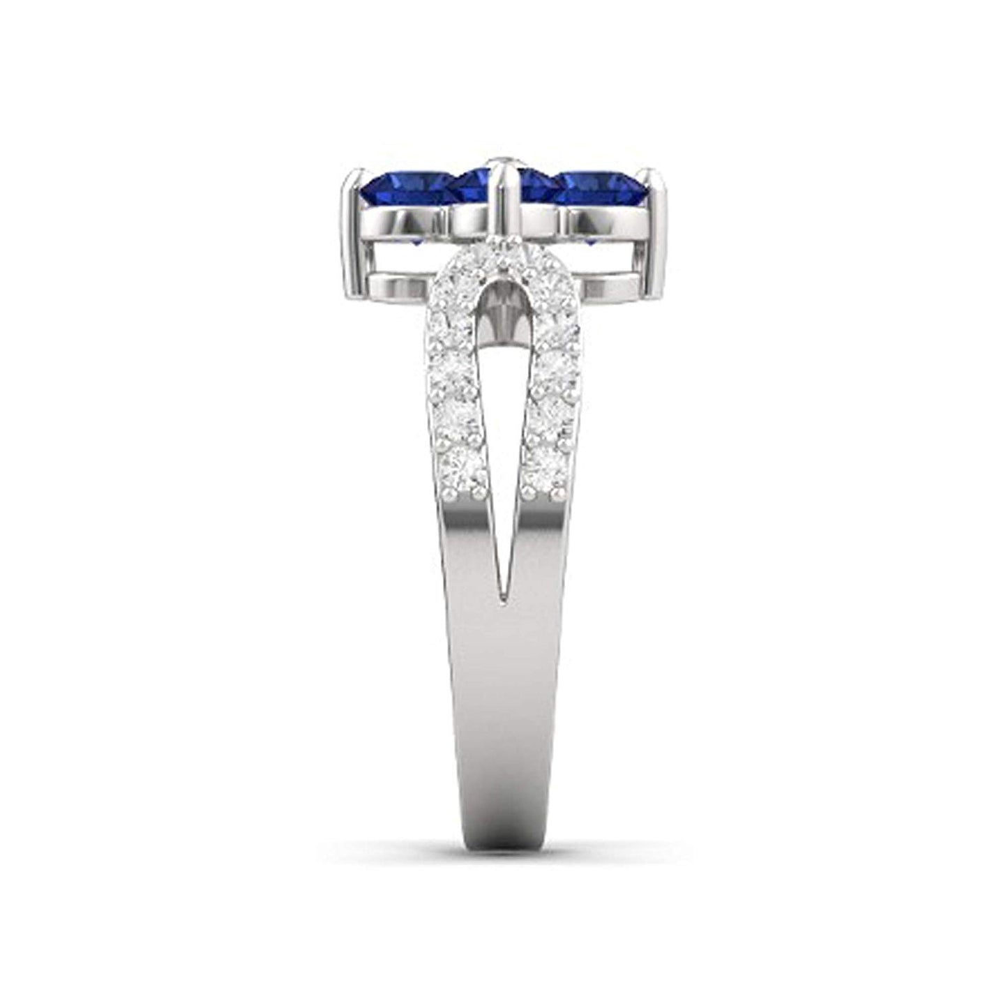 atjewels Round Cut Gemstone & White CZ .925 Sterling Silver Engagement Flower Ring For Girl's and Women's For Diwali Special - atjewels.in