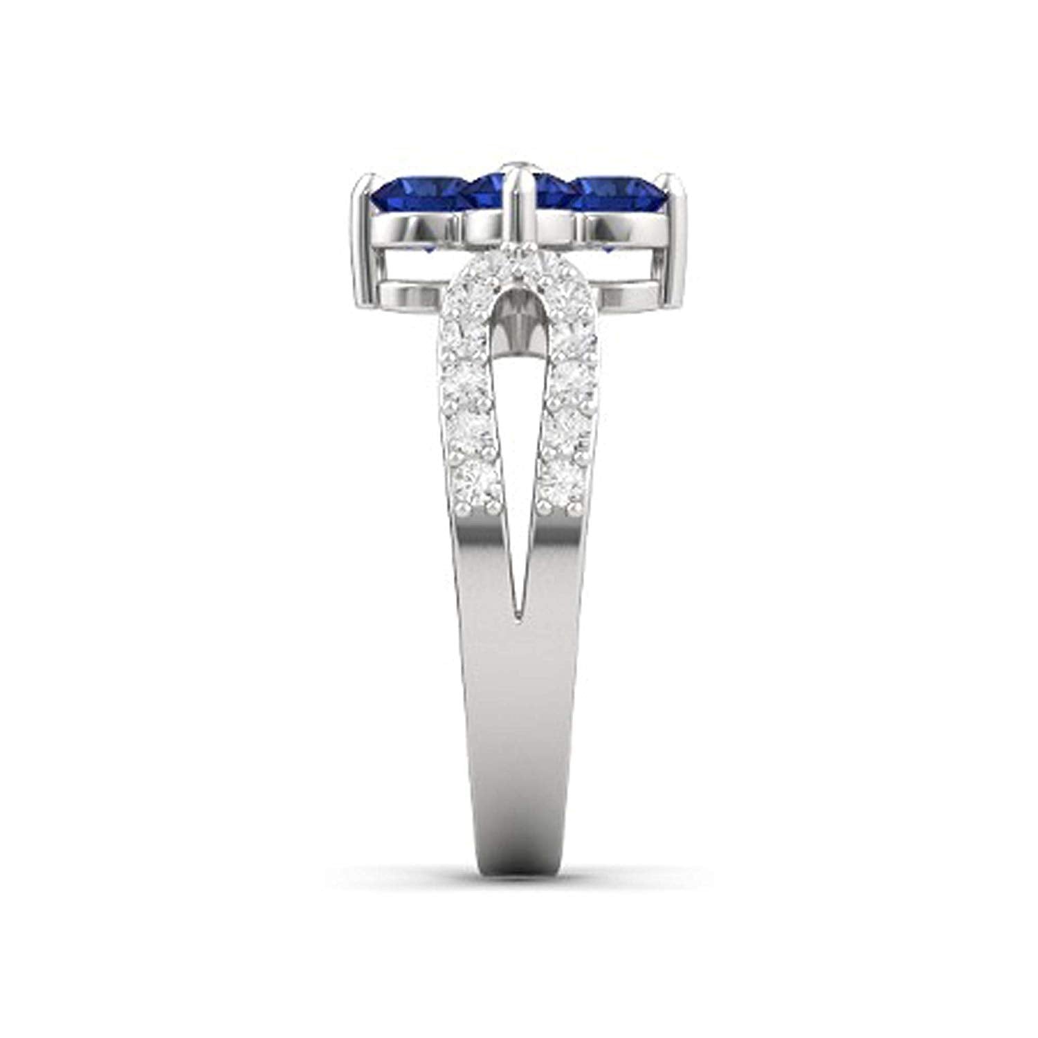 atjewels Round Cut Gemstone & White CZ .925 Sterling Silver Engagement Flower Ring For Girl's and Women's For Diwali Special - atjewels.in