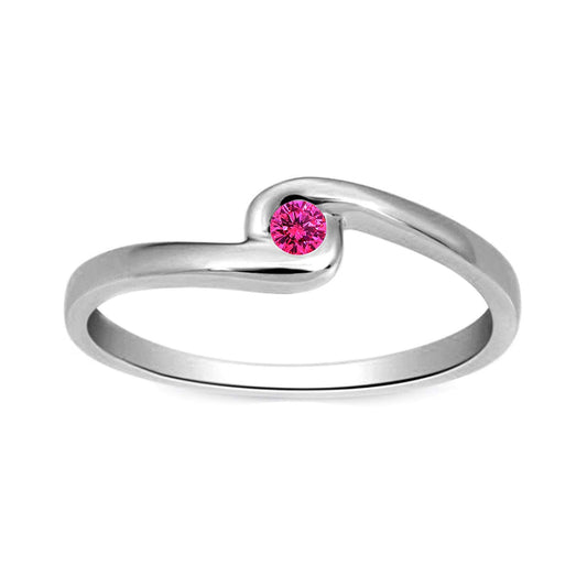 White Gold Plated on 925 Sterling Round Pink Sapphire Bypass Solitaire Ring For Women MOTHER'S DAY SPECIAL OFFER - atjewels.in