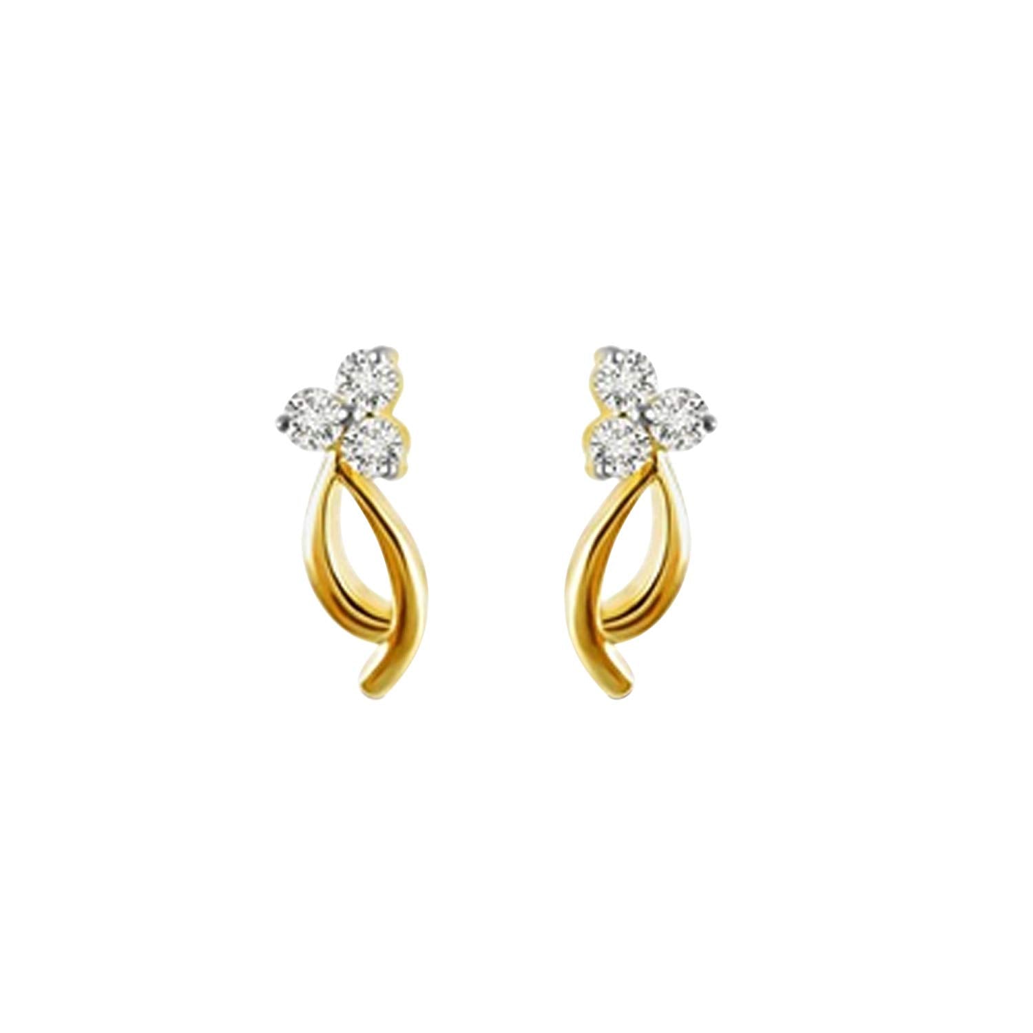 atjewels Round White Cubic Ziconia 14K Yellow Gold Plating .925 Sterling Silver Fashion Earrings MOTHER'S DAY SPECIAL OFFER - atjewels.in