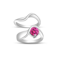 atjewels 14K White Gold Over Sterling Round Pink Sapphire Bridal Set Ring for Women's MOTHER'S DAY SPECIAL OFFER - atjewels.in