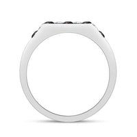atjewels 18K White Gold Over 925 Sterling Silver Princess Cut Black and White CZ Wedding Band Ring MOTHER'S DAY SPECIAL OFFER - atjewels.in