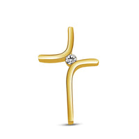 atjewels 14K Yellow Gold on 925 Sterling White CZ Cross Pendant For Women's MOTHER'S DAY SPECIAL OFFER - atjewels.in