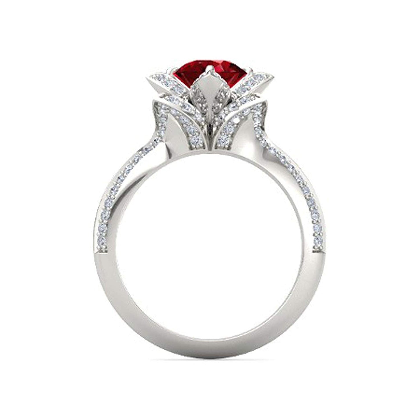 atjewels 925 Sterling Silver Round Cut Multi-Color Gemstone With White Czubic Zircon Lotus Ring For Women's MOTHER'S DAY SPECIAL OFFER - atjewels.in