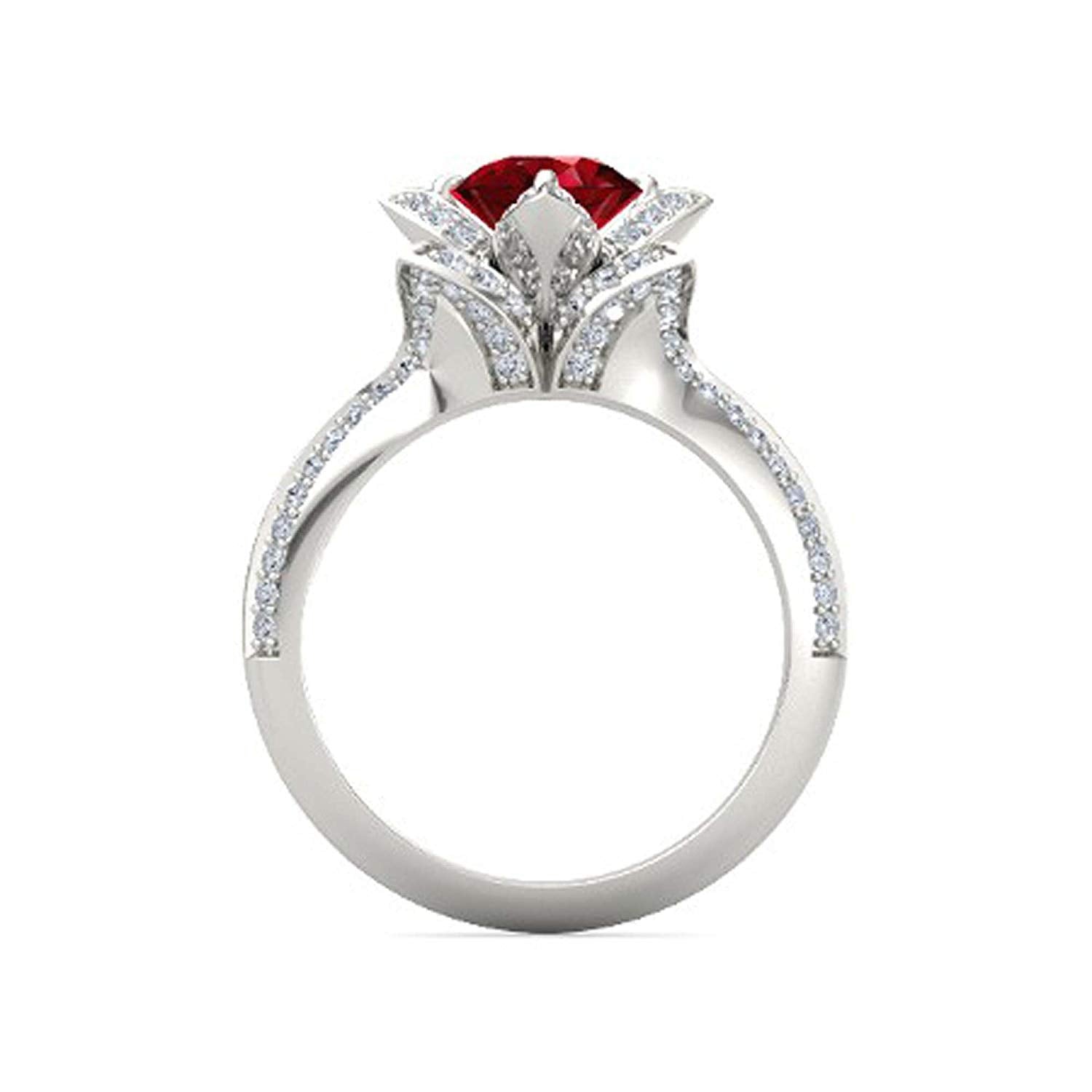 atjewels 925 Sterling Silver Round Cut Multi-Color Gemstone With White Czubic Zircon Lotus Ring For Women's MOTHER'S DAY SPECIAL OFFER - atjewels.in