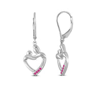 atjewels 18K White Gold Plated on 925 Sterling Silver Round Pink Sapphire Mom and Baby Earrings MOTHER'S DAY SPECIAL OFFER - atjewels.in