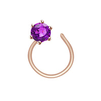 atjewels Round Amethyst 14K Rose Gold Over 925 Sterling Silver Nose Pin for Women Girls - atjewels.in