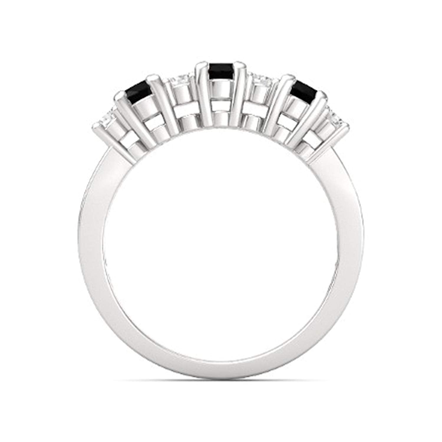 atjewels 18K White Gold Over 925 Sterling Black and White Oval & Round Cubic Zirconia Three Stone Ring MOTHER'S DAY SPECIAL OFFER - atjewels.in