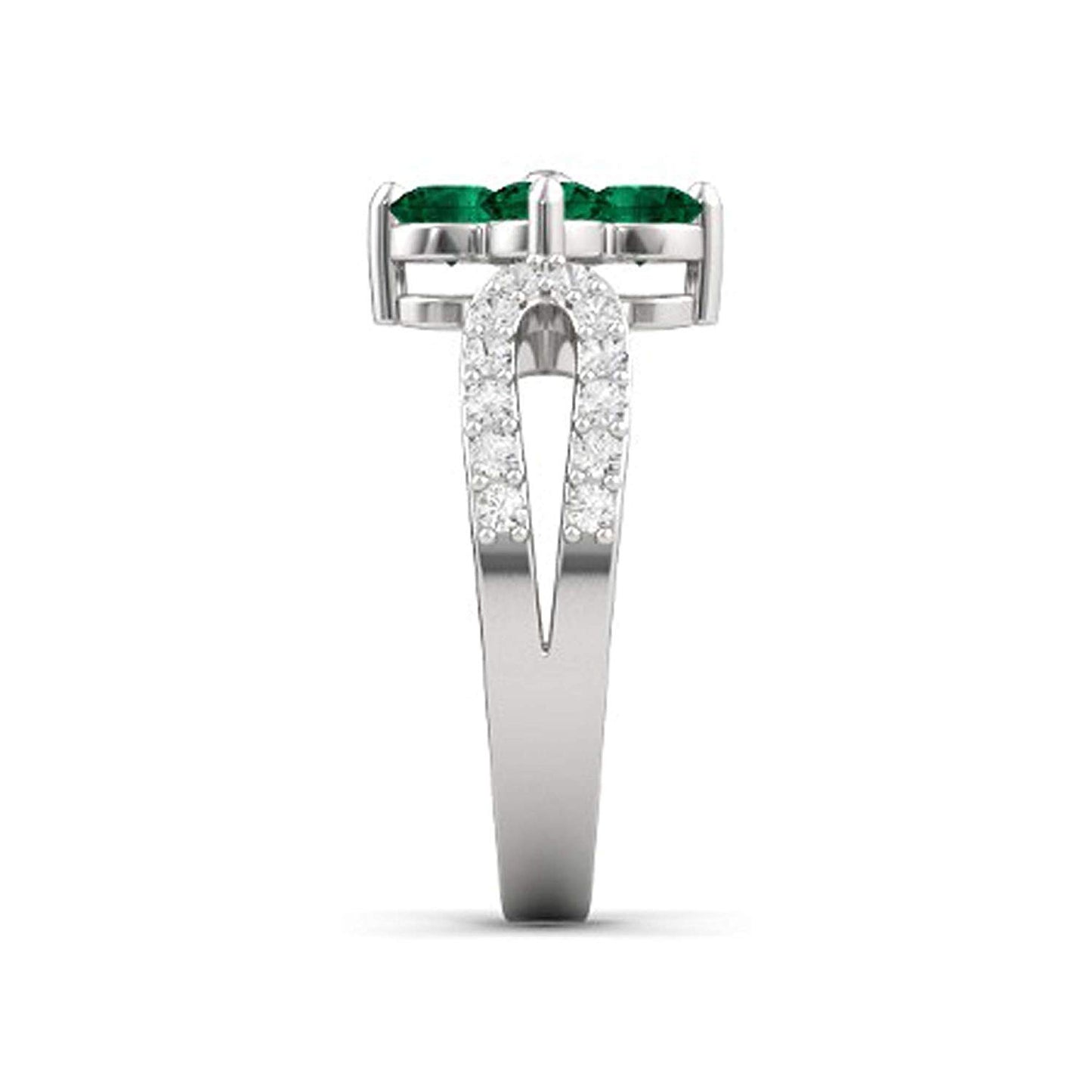 atjewels Round Cut Gemstone & White CZ .925 Sterling Silver Engagement Flower Ring For Girl's and Women's For Diwali Special - atjewels.in