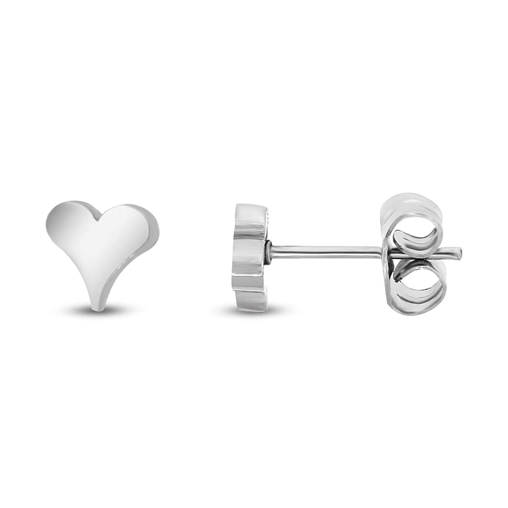 atjewels Heart Stud Earrings in 14K White Gold Over 925 Sterling Silver For Women's MOTHER'S DAY SPECIAL OFFER - atjewels.in