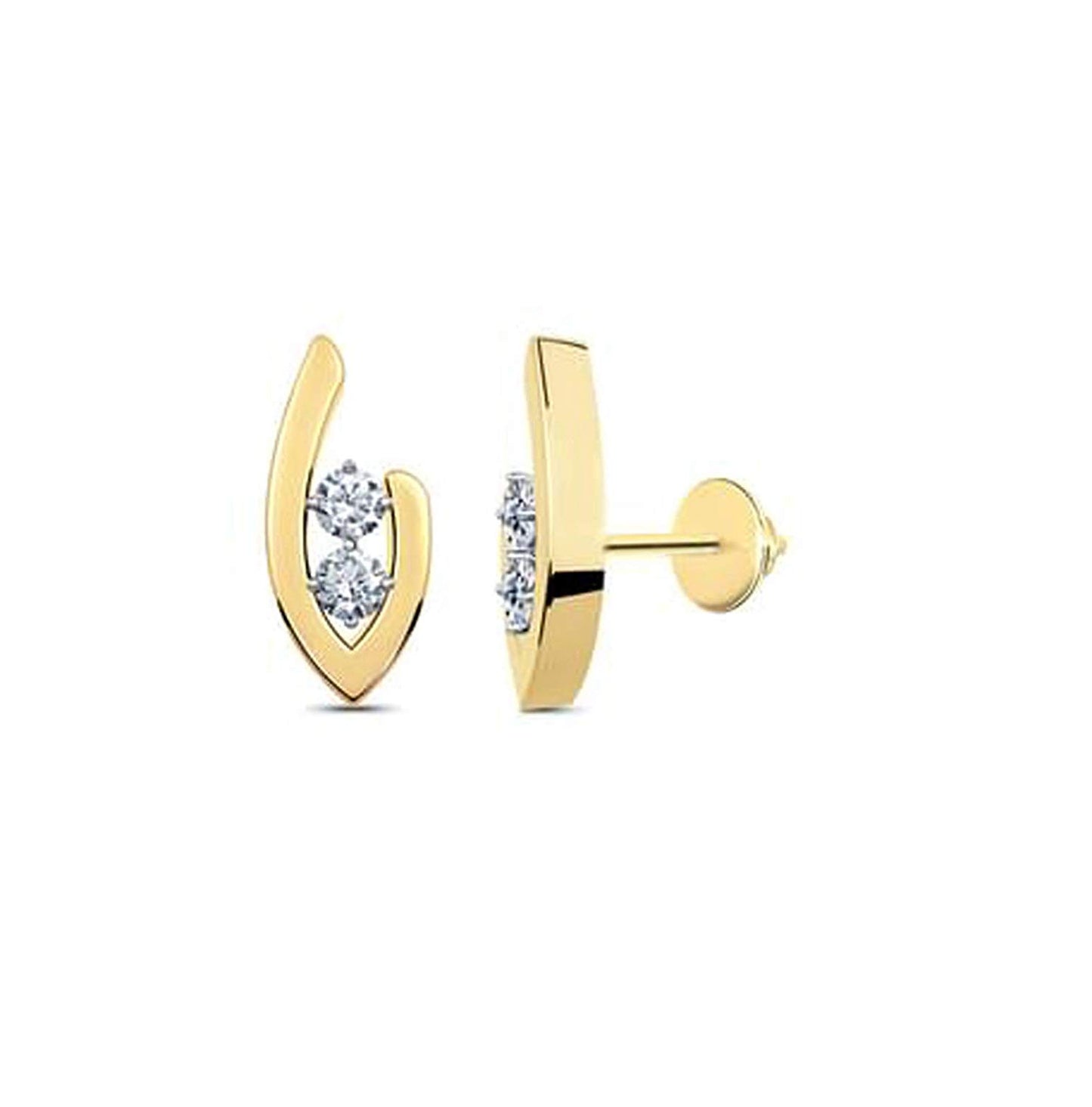 atjewels 14k Yellow Gold Over .925 Sterling Silver w/ Round Cut White CZ Selectable Earrings For Girl's & Women's Earrings - atjewels.in