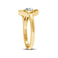 atjewels 14K Yellow Plated On 925 Silver Round White CZ Heart Engagement Ring MOTHER'S DAY SPECIAL OFFER - atjewels.in