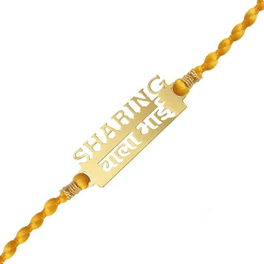 atjewels 14K Yellow Gold Over .925 Sterling Silver SHARING WALA BHAI Rakhi MOTHER'S DAY SPECIAL OFFER - atjewels.in