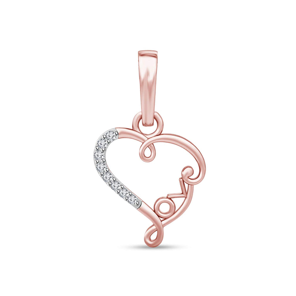 atjewels 18K Rose Gold on 925 Sterling White CZ Heart Love Pendant Without Chain For Women's MOTHER'S DAY SPECIAL OFFER - atjewels.in