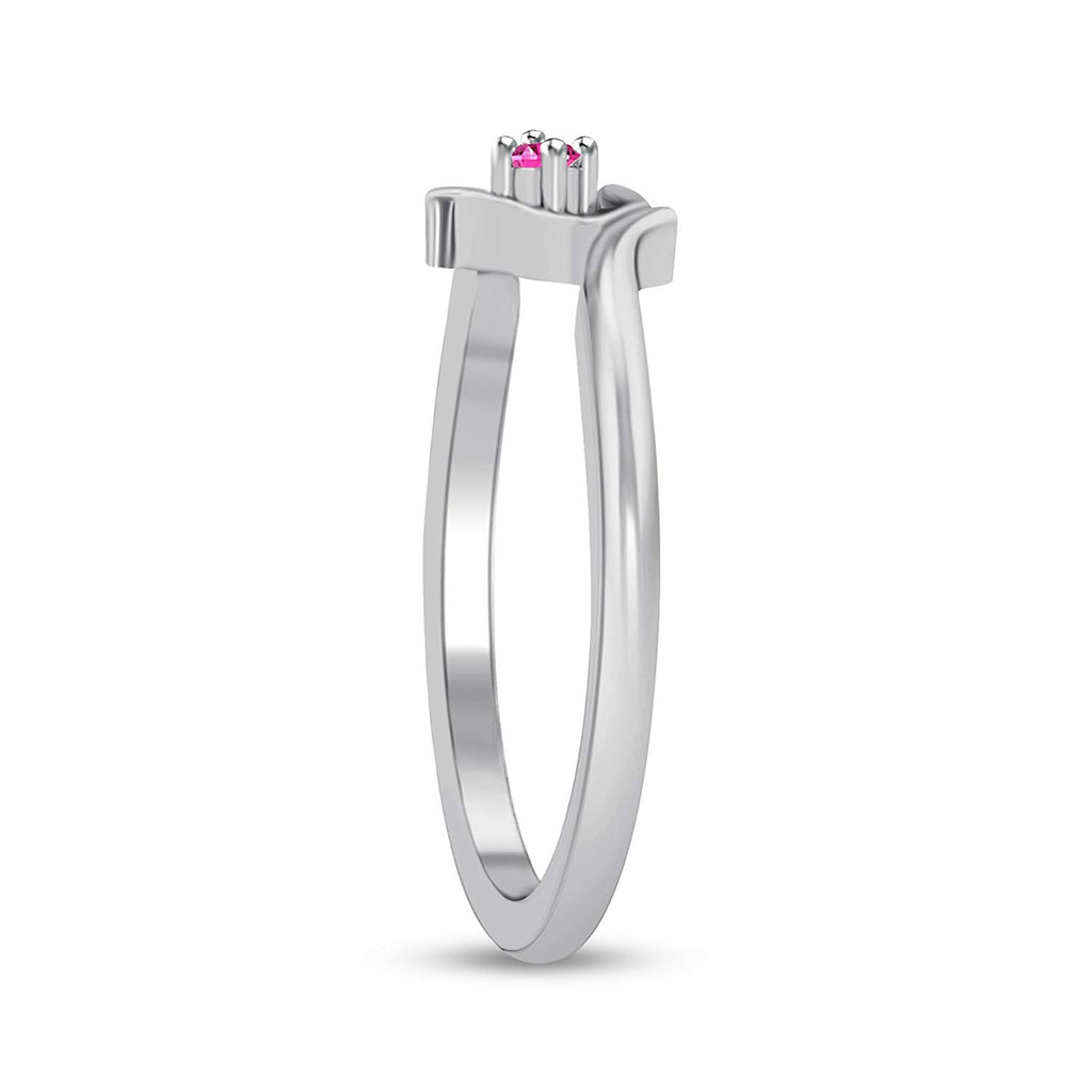 atjewels 14K White Gold on 925 Sterling Silver Pink Sapphire Solitaire Heart Ring MOTHER'S DAY SPECIAL OFFER - atjewels.in