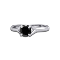 0.63 CT Round Cut Black Cubic Zirconia Diamond 14k White Gold Over 925 Sterling Silver Solitaire Engagement Wedding Ring Prong Setting - atjewels.in