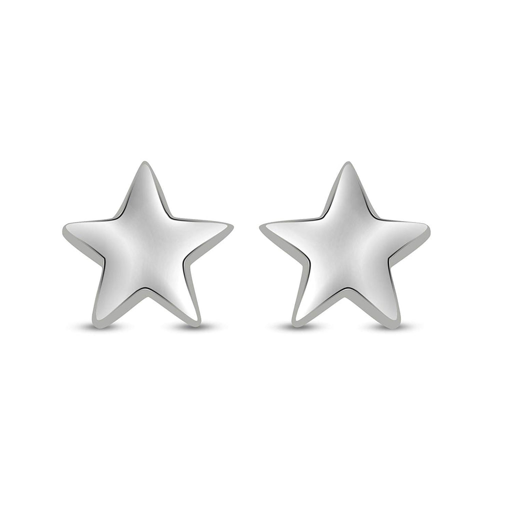 atjewels Star Stud Earrings in 14k White Gold Plated on 925 Sterling Silver MOTHER'S DAY SPECIAL OFFER - atjewels.in