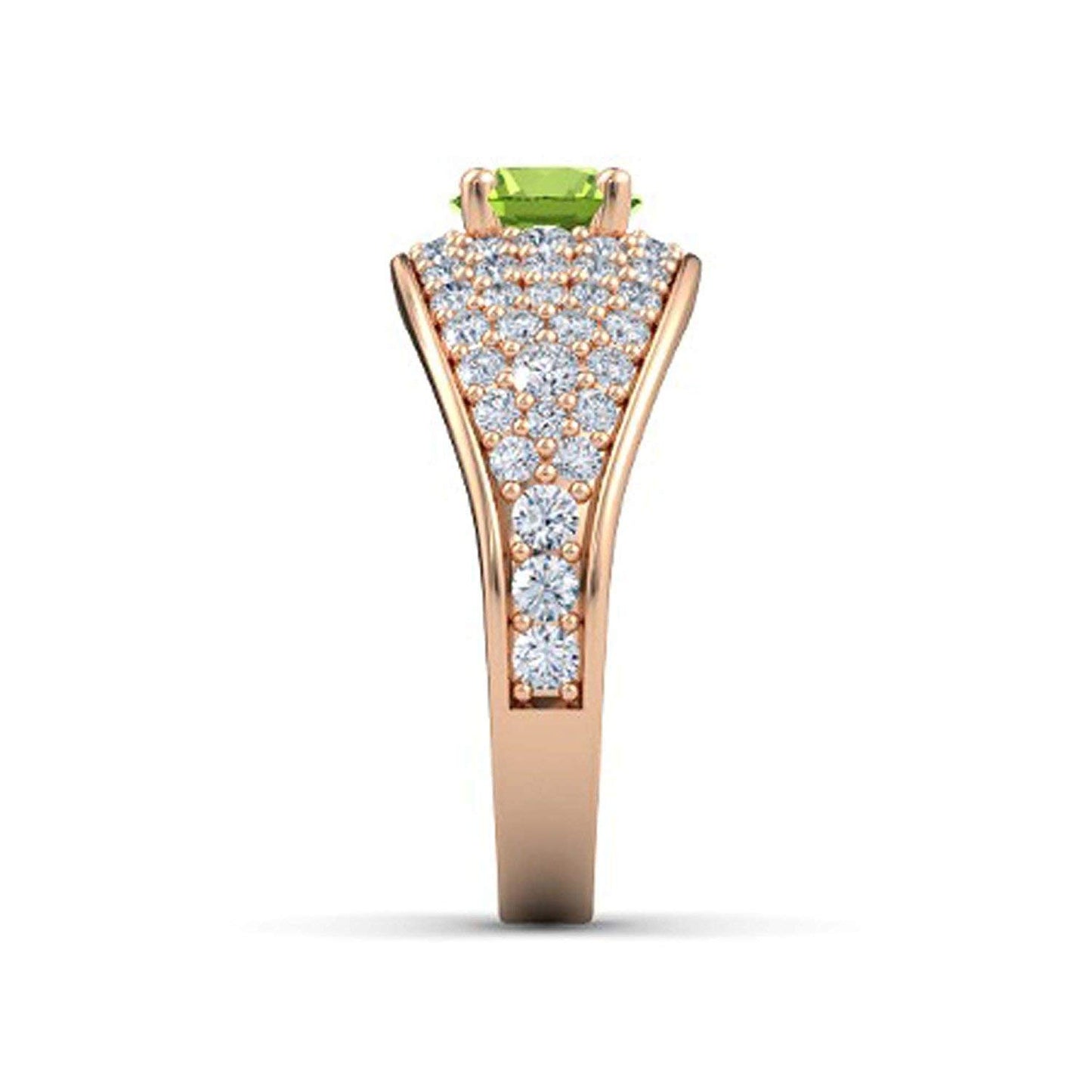 atjewels Round Cut Gemstone & White CZ 14k Rose Gold Over .925 Sterling Silver Solitaire w/ Accents Engagement Ring For Girl's and Women's For Navratri Special - atjewels.in