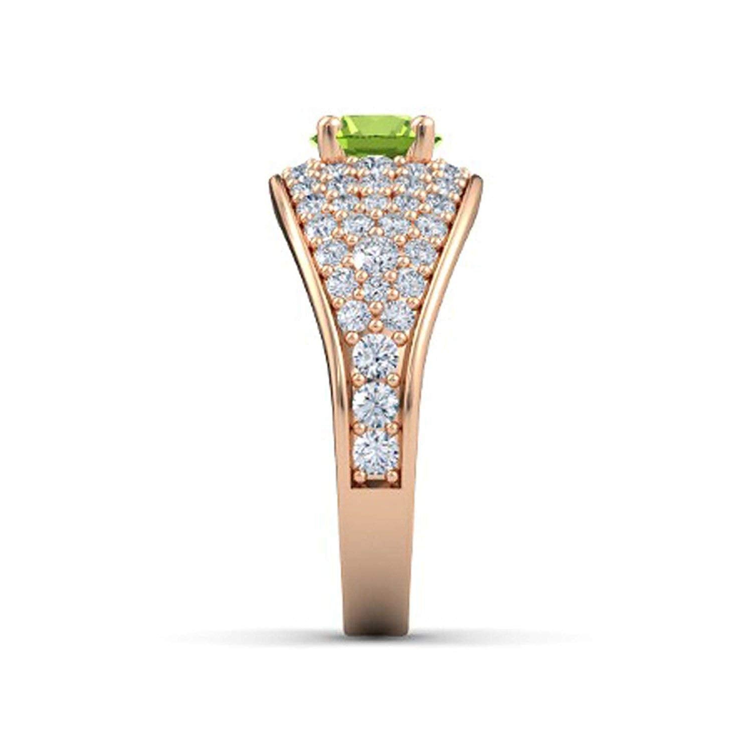 atjewels Round Cut Gemstone & White CZ 14k Rose Gold Over .925 Sterling Silver Solitaire w/ Accents Engagement Ring For Girl's and Women's For Navratri Special - atjewels.in