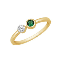 atjewels 14K Yellow Gold Over 925 Sterling Silver Round Green Emerald and White Zirconia Engagement Ring For Women's MOTHER'S DAY SPECIAL OFFER - atjewels.in