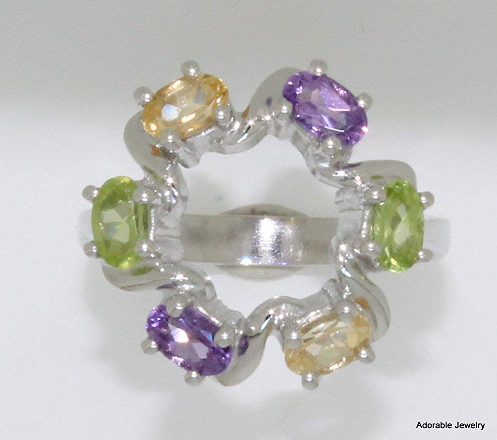 atjewels 925 Sterling Silver Oval Cut MultiColor Stone Cocktail Ring Size US 6.5 MOTHER'S DAY SPECIAL OFFER - atjewels.in