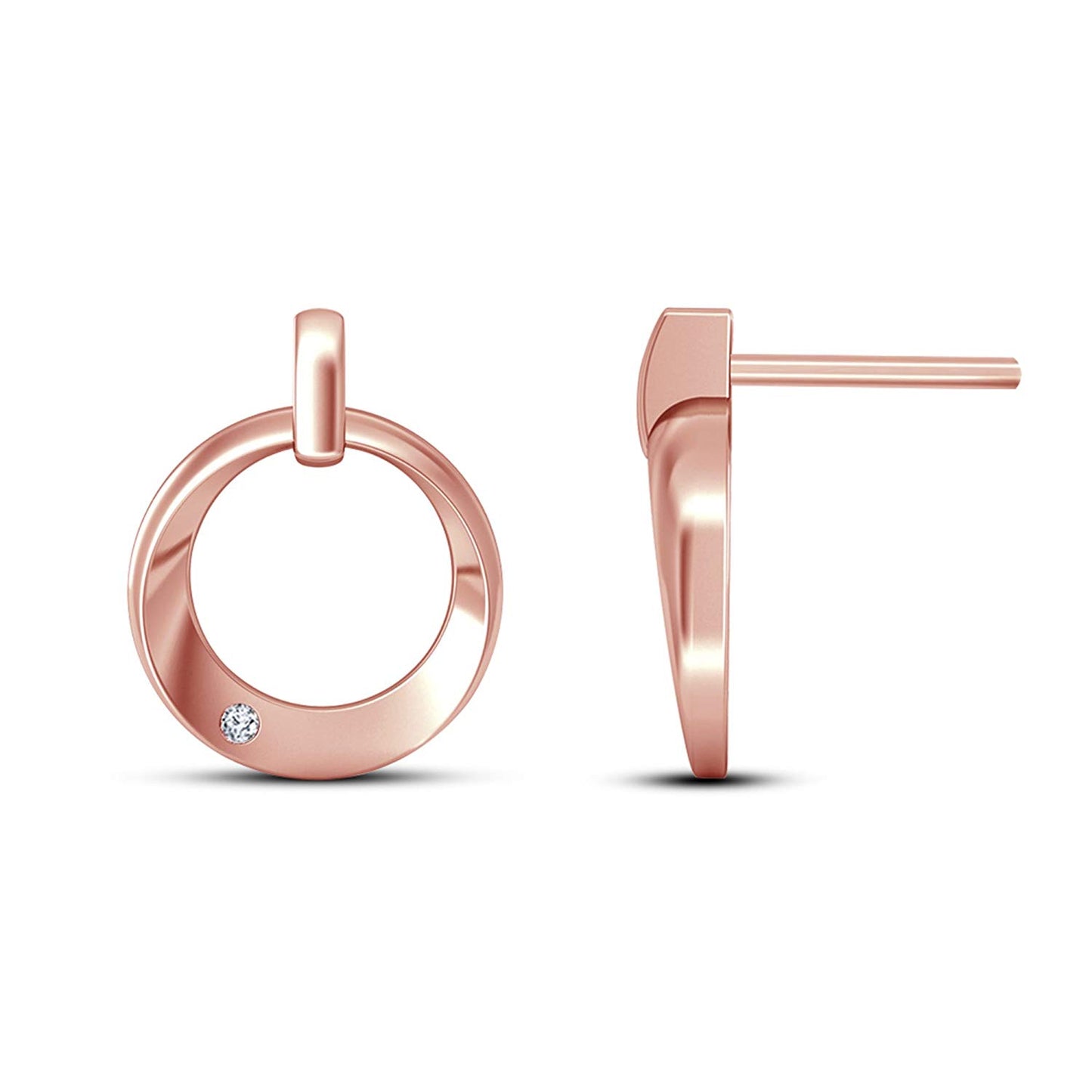 atjewels Round White CZ 14K Rose Gold Over 925 Silver Dewy Iren Earrings MOTHER'S DAY SPECIAL OFFER - atjewels.in
