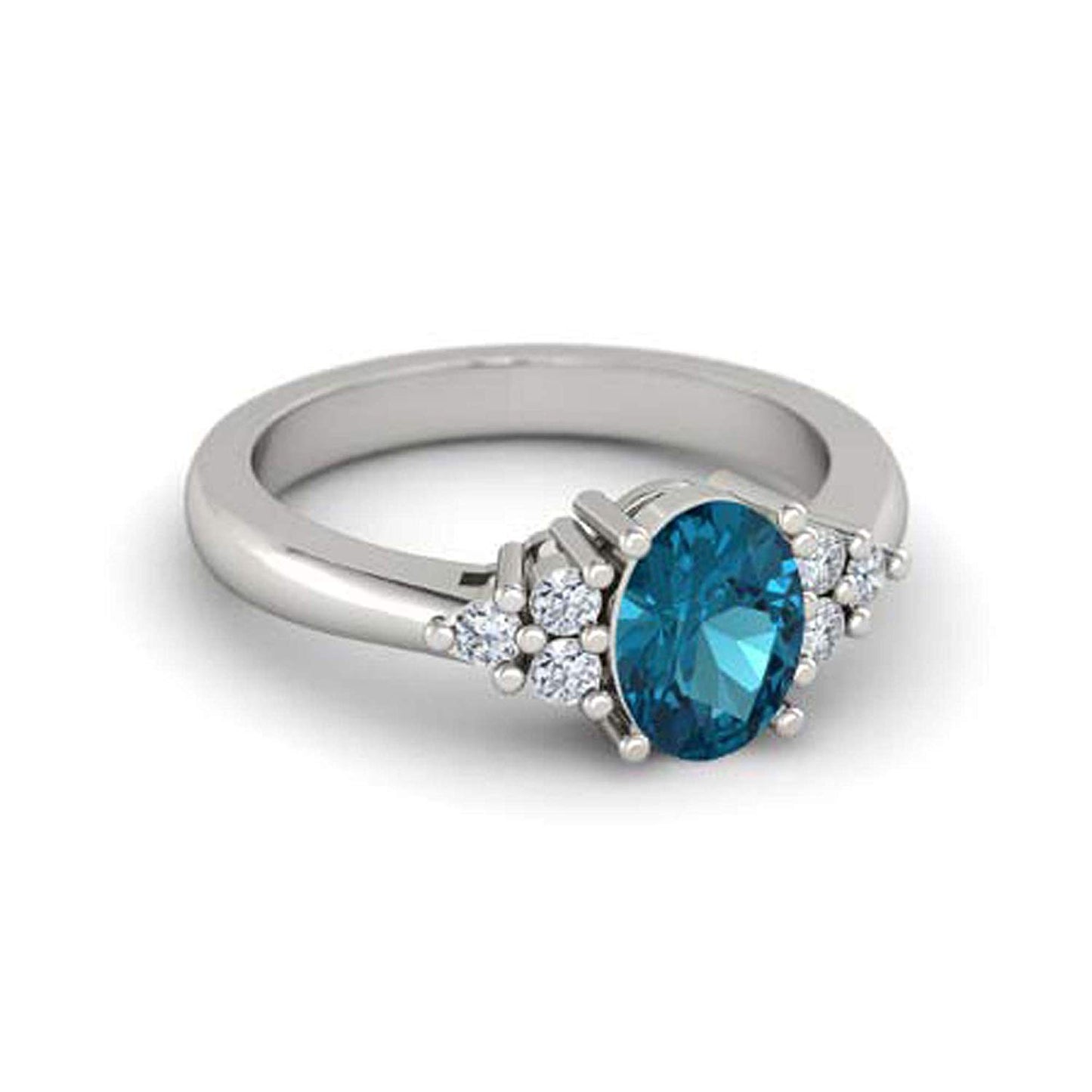 atjewels .925 Sterling Silver Oval Shape Blue Topaz Engagement/Wedding Ring Variation For Women's & Girl's - atjewels.in