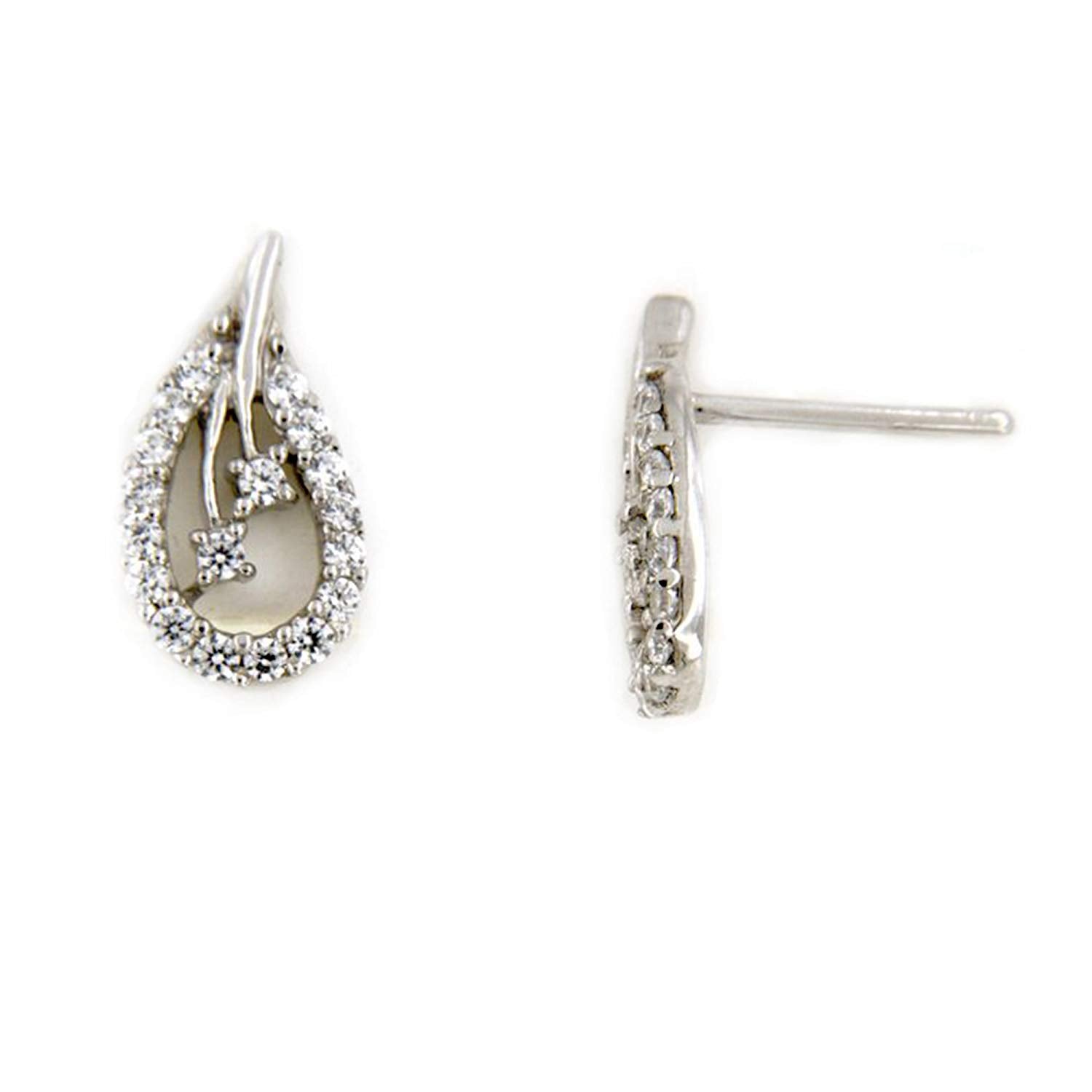 atjewels 18K White Gold Over 925 Sterling White CZ Post & Butterfly Engagement Stud Earrings MOTHER'S DAY SPECIAL OFFER - atjewels.in