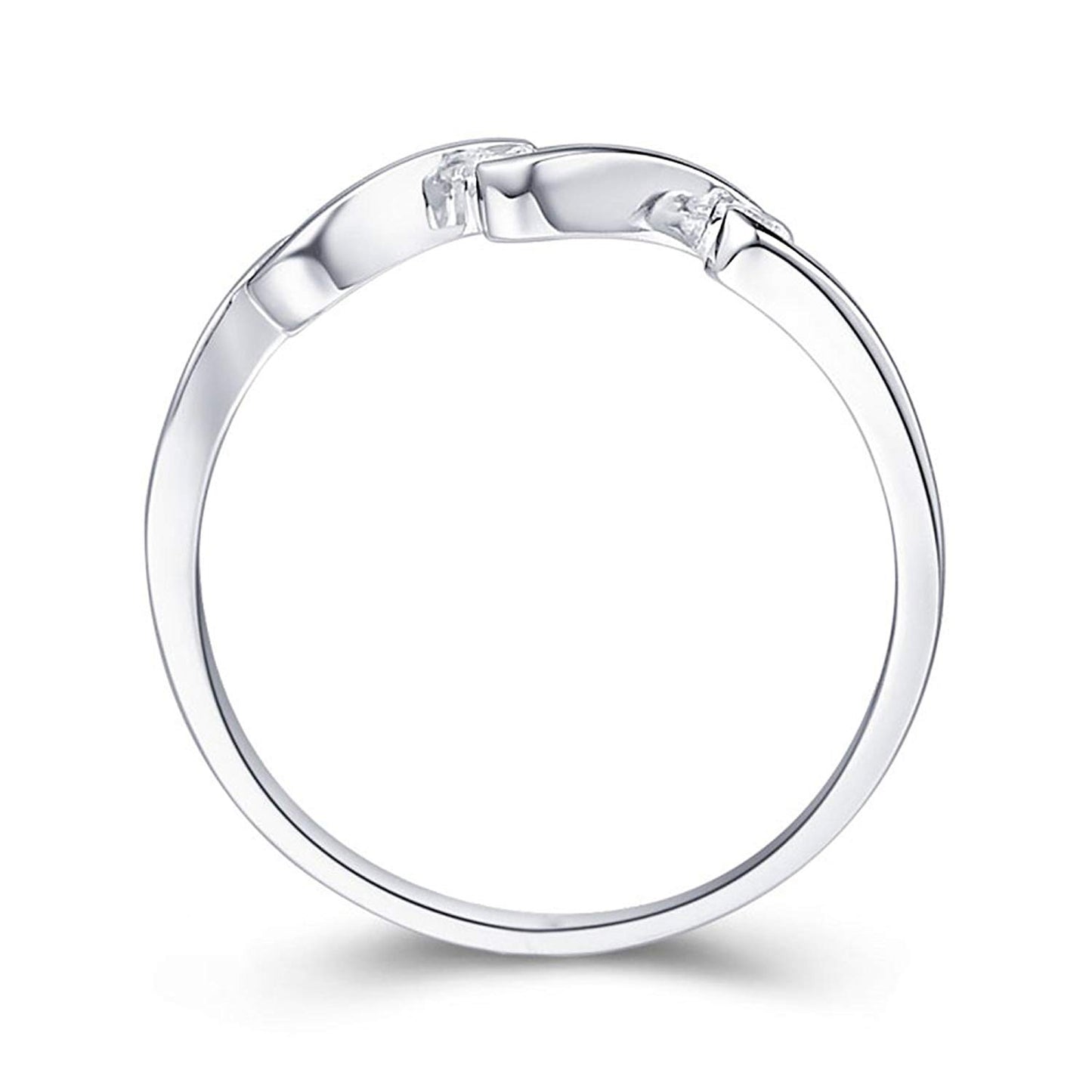 atjewels 14K White Gold Over 925 Sterling Silver Round White Zirconia Three Stone Engagement Ring For Women's MOTHER'S DAY SPECIAL OFFER - atjewels.in